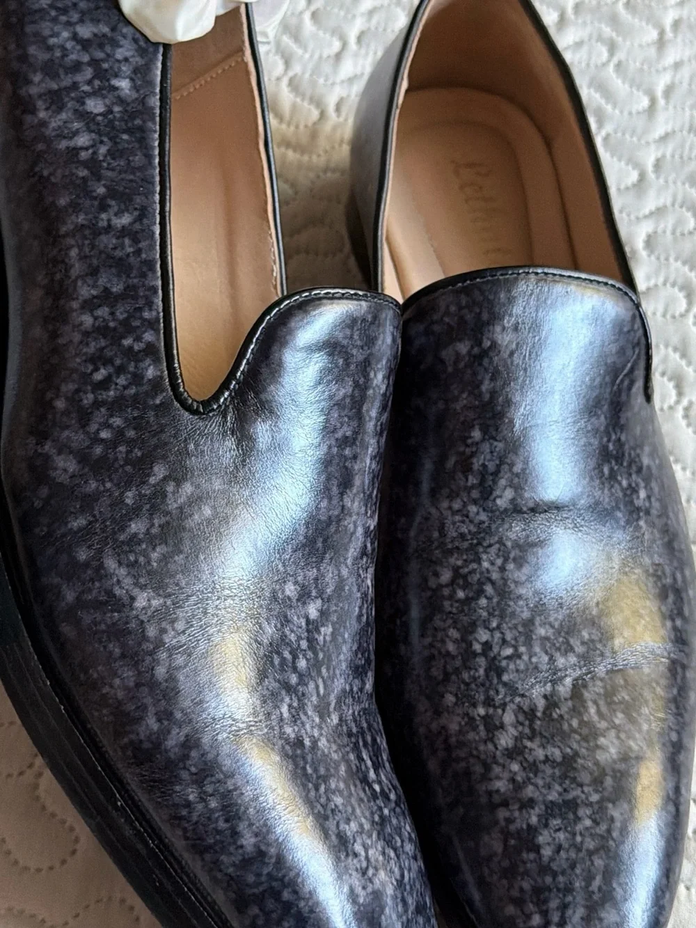 LETHATO Venetian All Leather Loafers Hand Painted Smoky Purple/Gray Size 10.5-11
